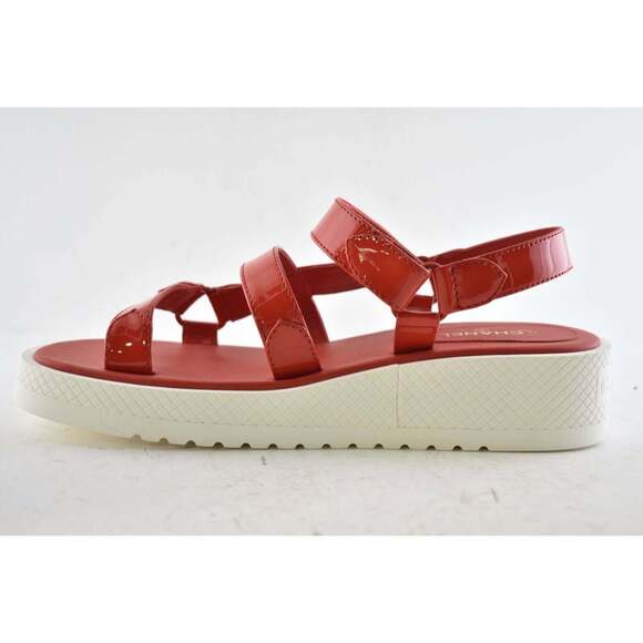 Chanel 20C Red Patent White CC Logo Mule Slide Strap Flat Dad Daddy Sandal 40 - Picture 5 of 8